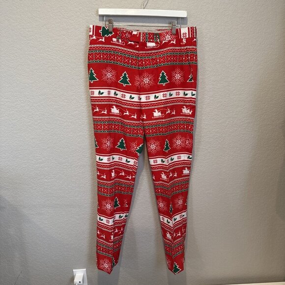 OppoSuits Mens Dress Pants 32 Red Nordic Noel Fair Isle Slim Christmas Santa - Picture 2 of 12